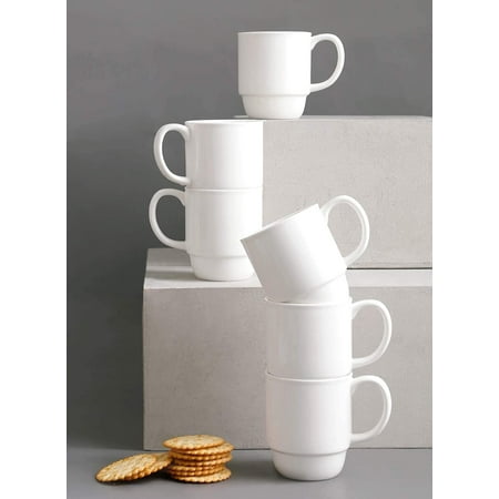 Sweese 609.001 Stackable Mug Set Cocoa White Set of 6 21 Ounce Large Coffee Mugs for Coffee Tea Sweese 609.001 Stackable Mug Set Cocoa White Set of 6 21 Ounce Large Coffee Mugs for Coffee Tea